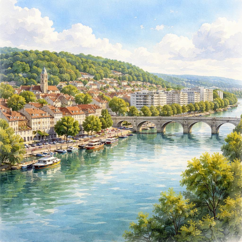 Limay — acuarela — Francia