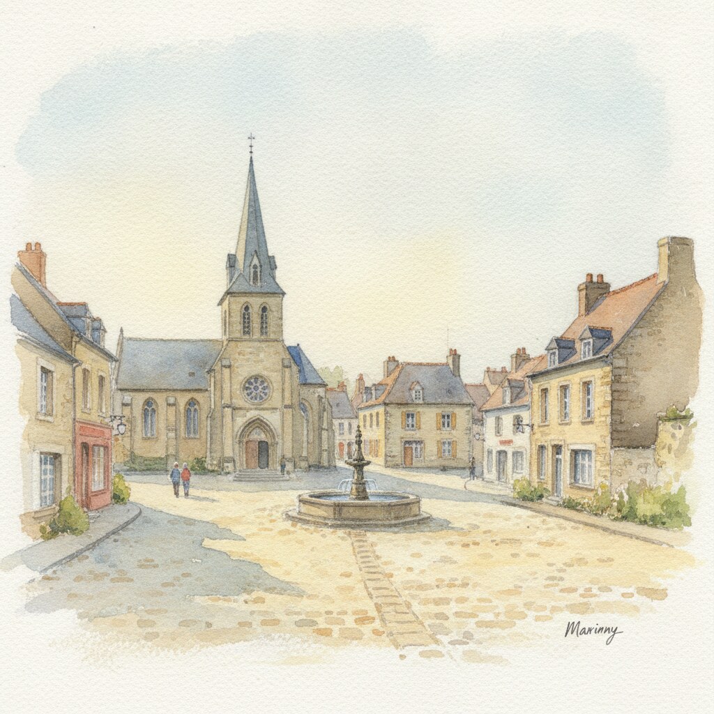 Marigny-Le-Lozon — acuarela — Francia