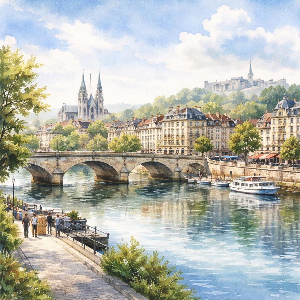 Melun — acuarela — Francia
