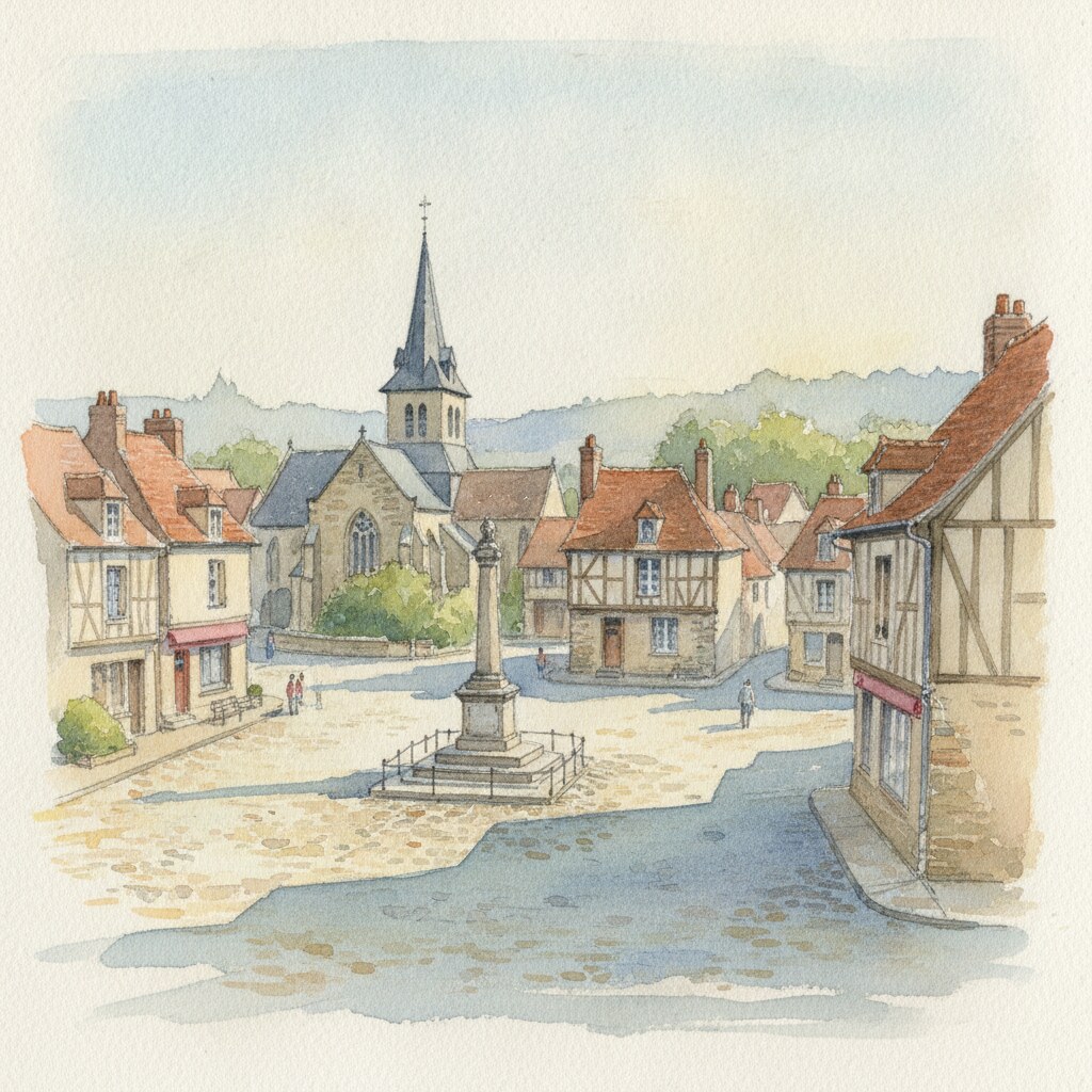 Mesnil-en-Ouche — acuarela — Francia