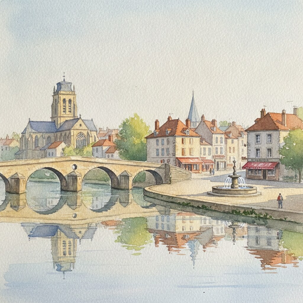 Meulan-en-Yvelines — acuarela — Francia