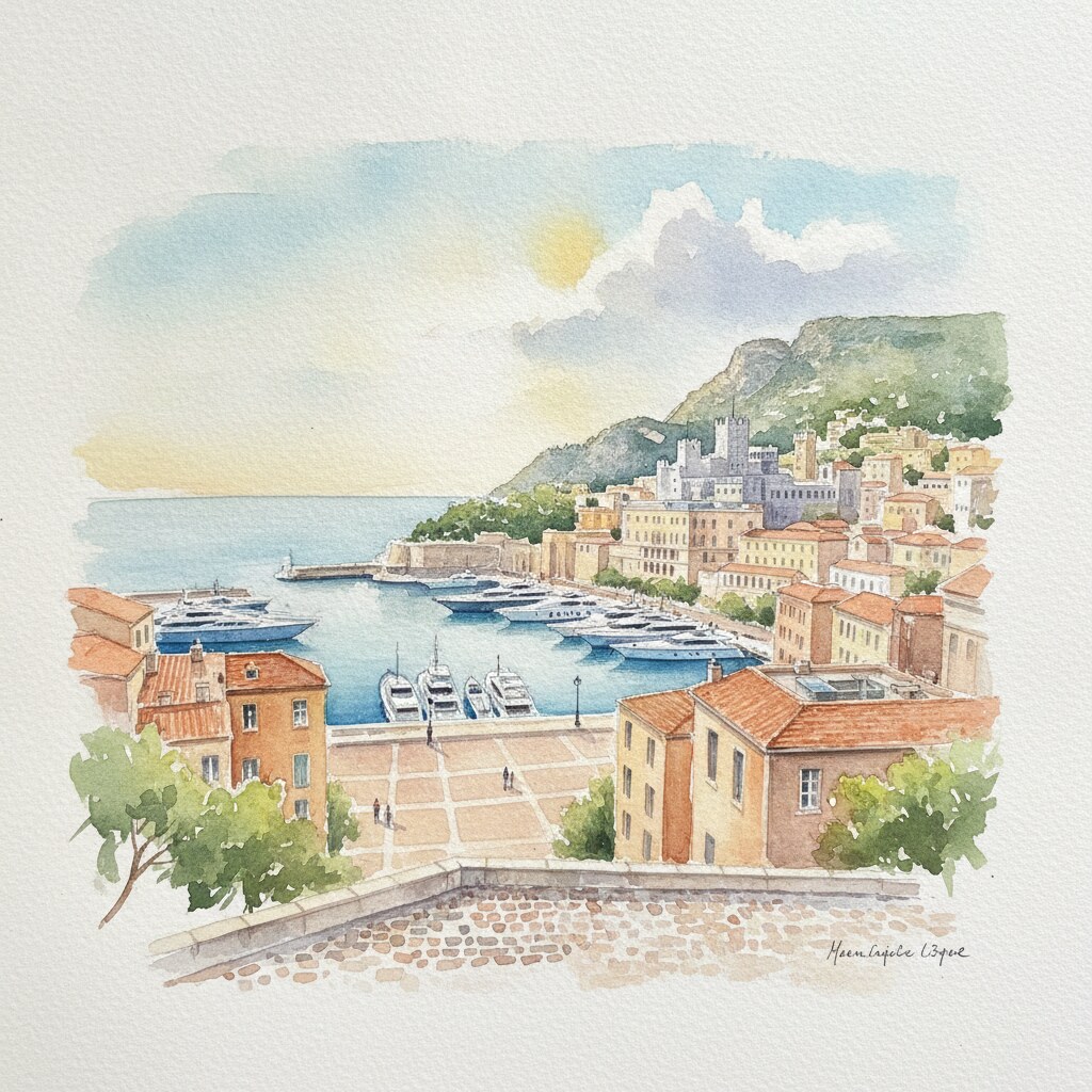 Monaco — acuarela — Mónaco