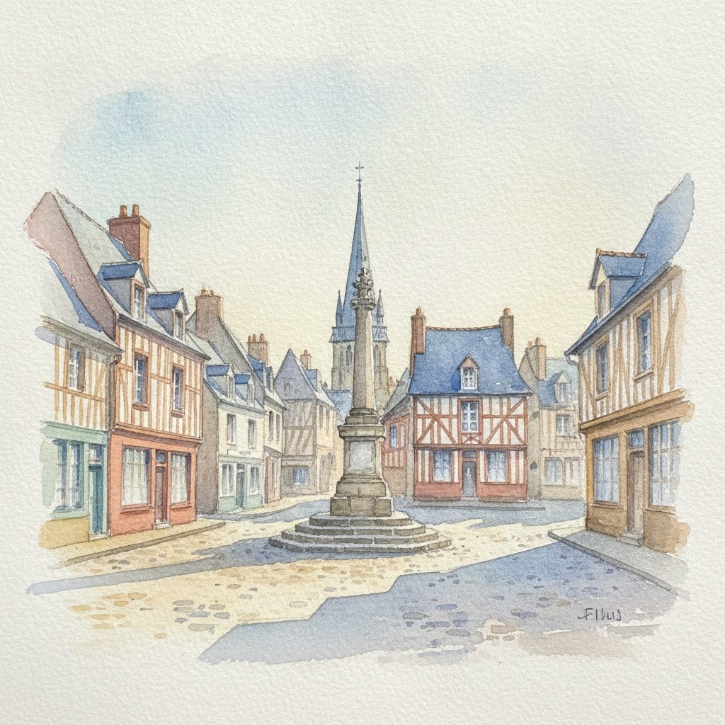 Mont-Saint-Aignan — acuarela — Francia