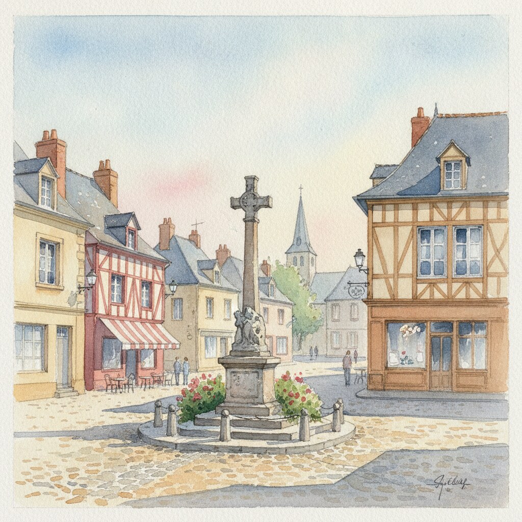 Nassandres sur Risle — acuarela — Francia