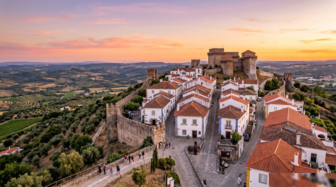 Vista de Ourém, a vila medieval e o castelo dos Condes de Ourém