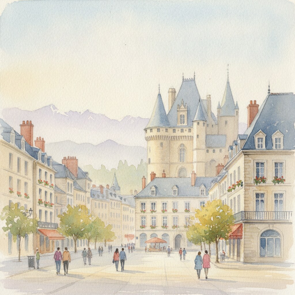 Pau — acuarela — Francia