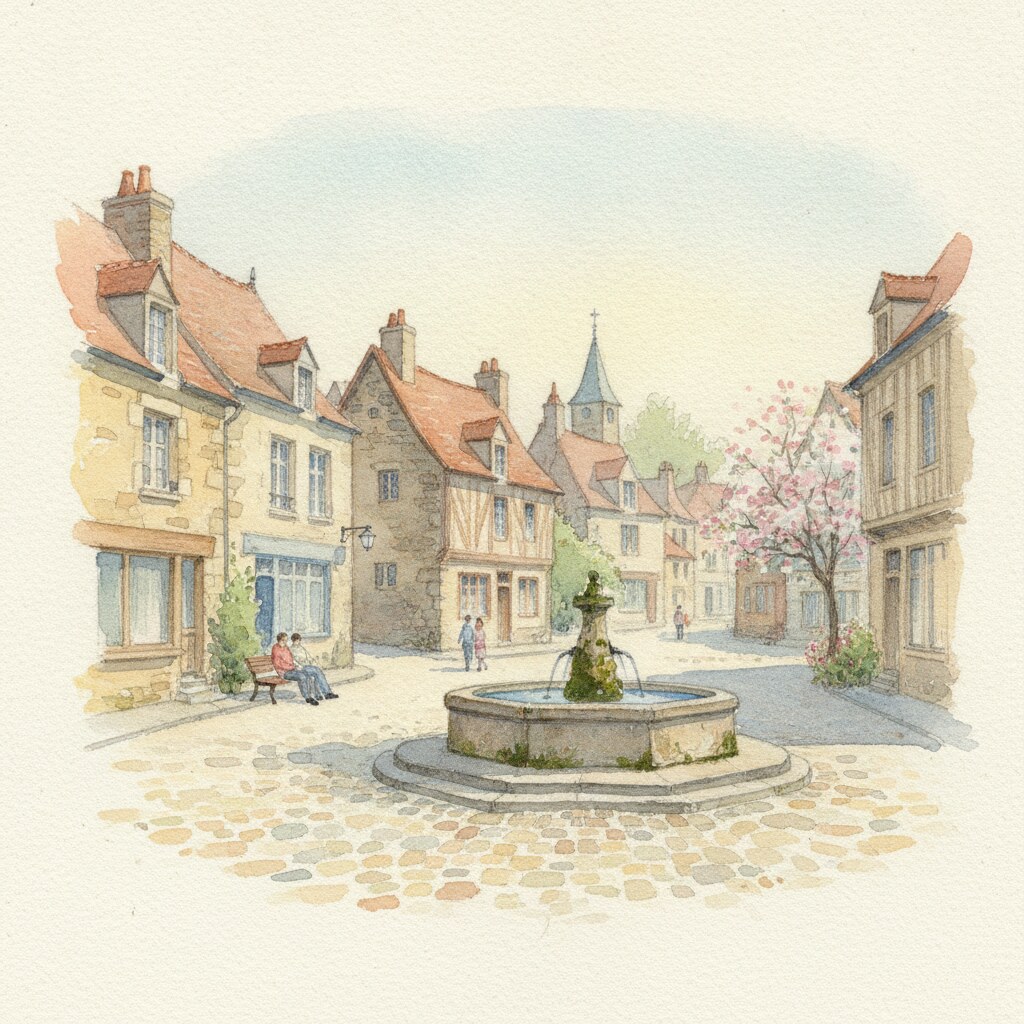 Pîtres — acuarela — Francia