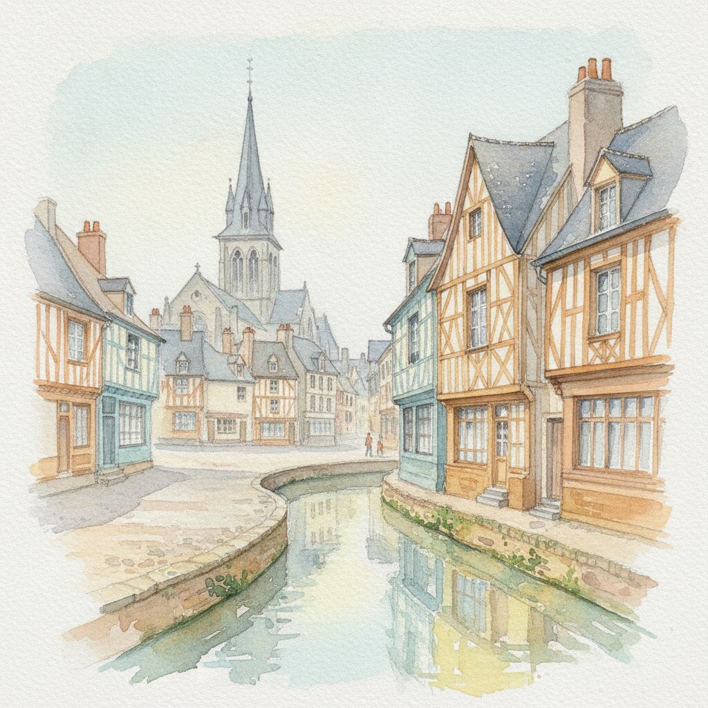 Pont-Audemer — acuarela — Francia