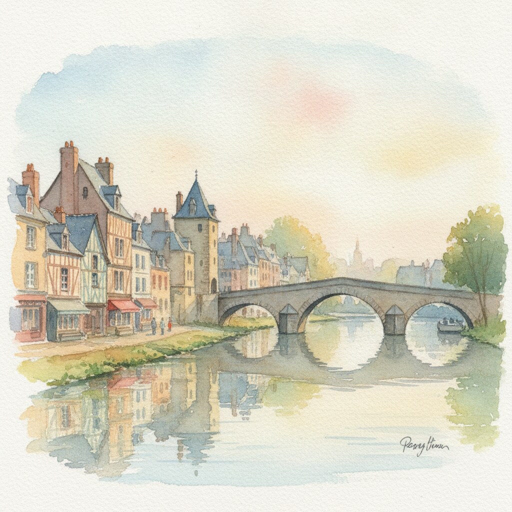 Pont-de-l'Arche — aquarelle — France