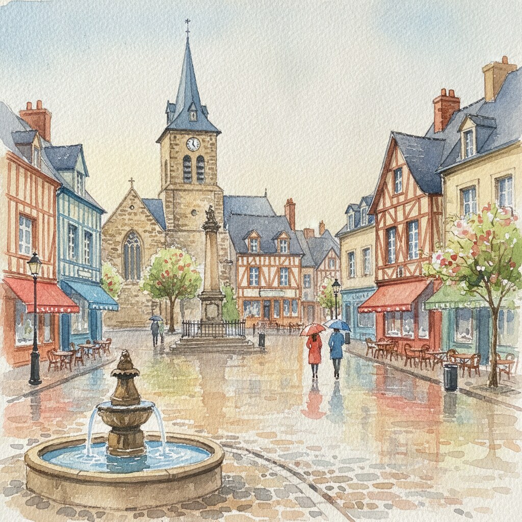 Pont-l'Évêque — aquarelle — France