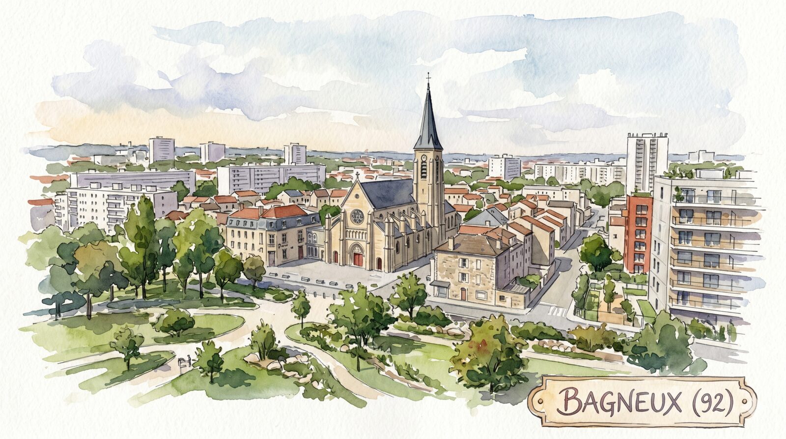 Pontoise — acuarela — Francia