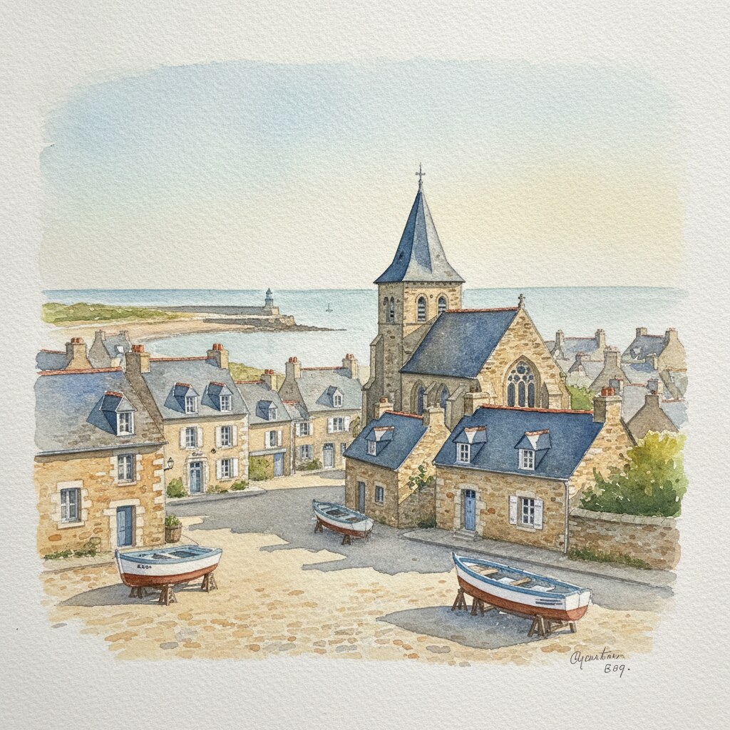 Port-Bail-sur-Mer — aquarelle — France