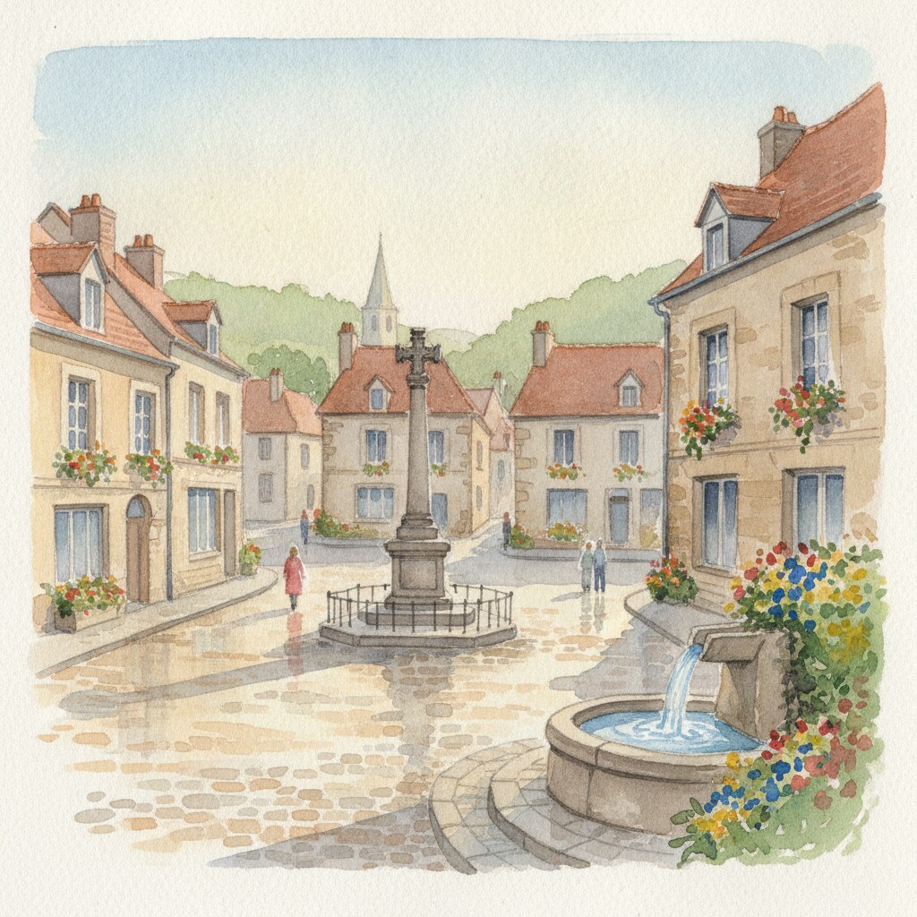 Potigny — acuarela — Francia