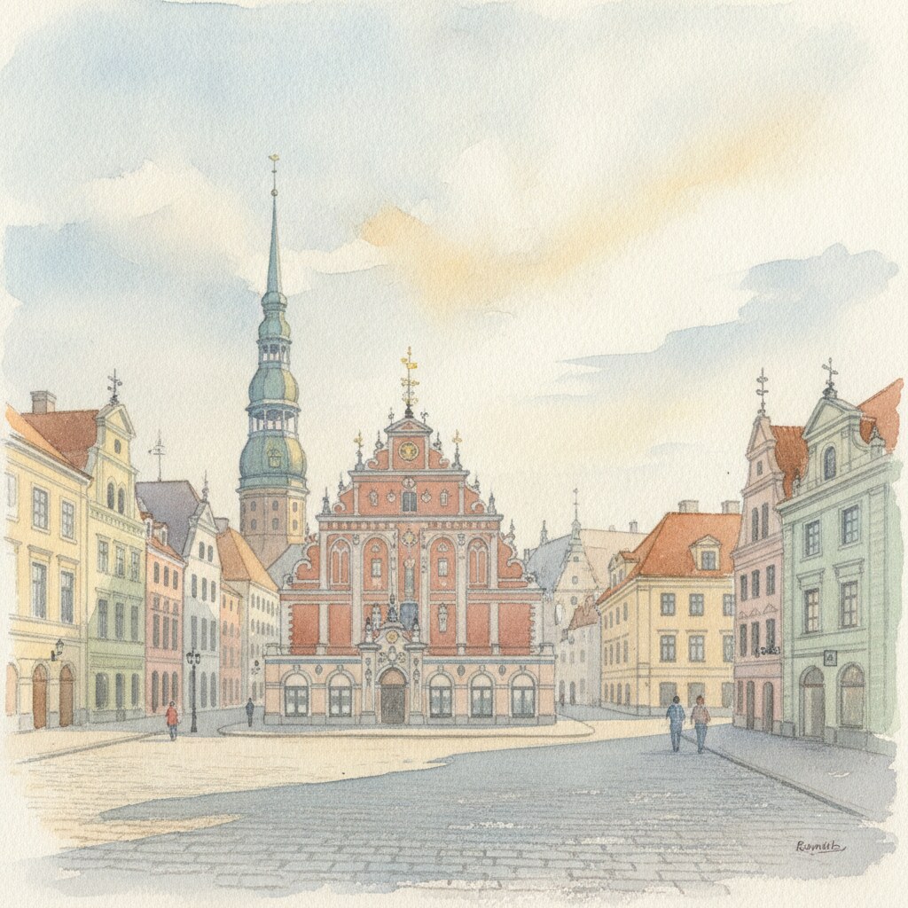 Riga — aquarelle — Lettonie