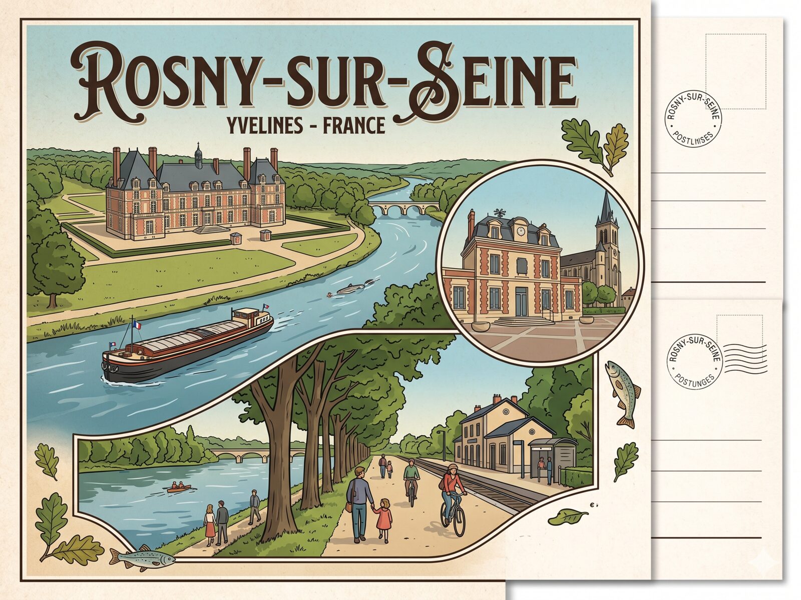Rosny-sur-Seine — acuarela — Francia