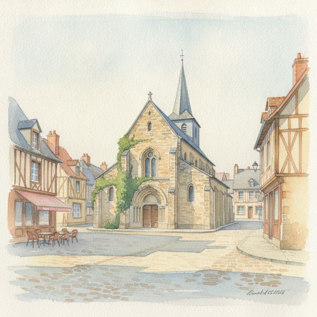Saint-André-de-l'Eure — acuarela — Francia