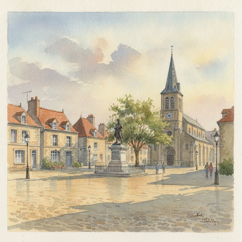 Saint-Cyr-l'École — acuarela — Francia
