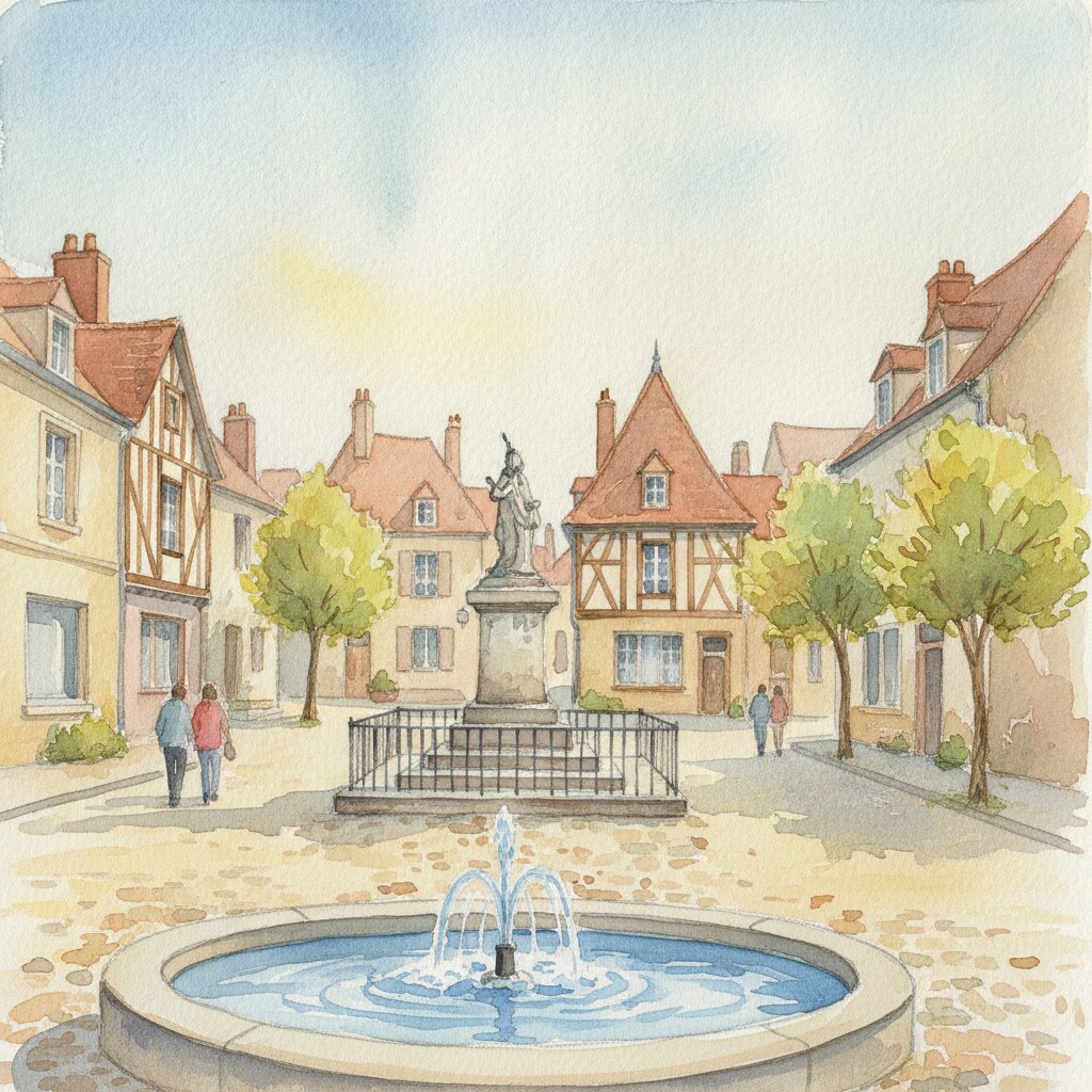 Saint-Denis-Lanneray — aquarelle — France