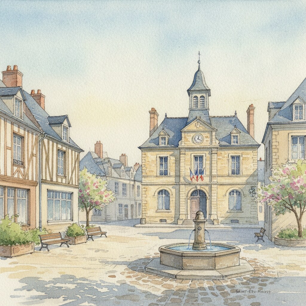 Saint-Étienne-du-Rouvray — acuarela — Francia