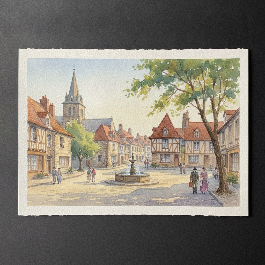 Saint-Léger-du-Bourg-Denis — aquarelle — France