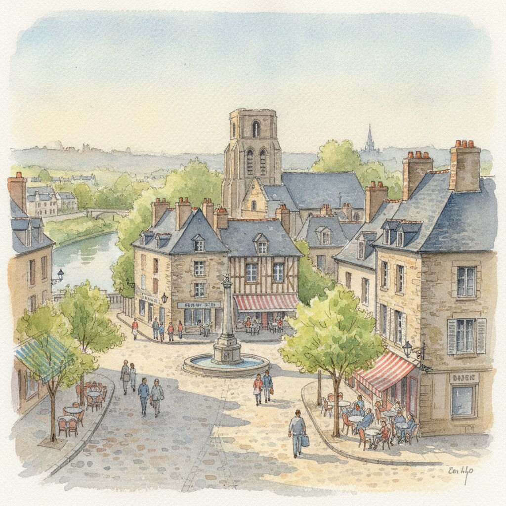 Saint-Lô — acuarela — Francia