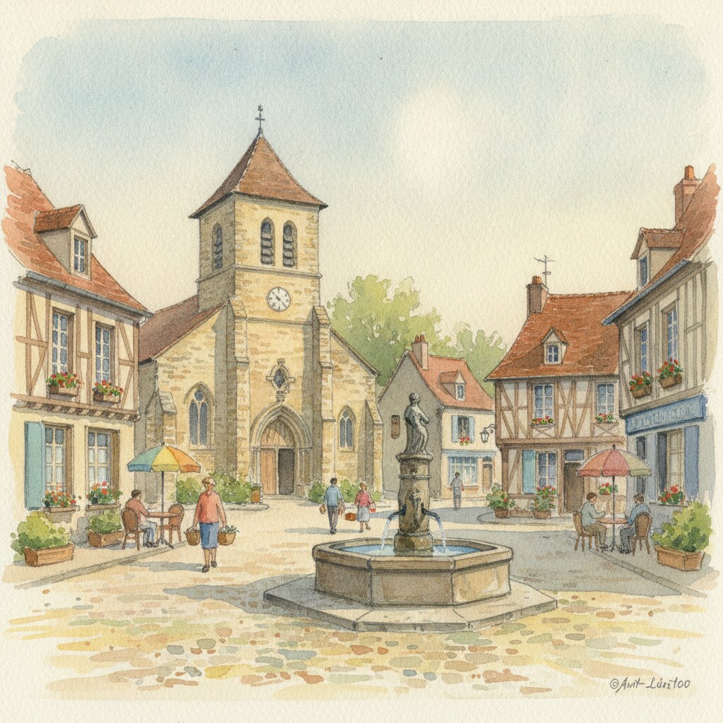 Saint-Lubin-des-Joncherets — aquarelle — France