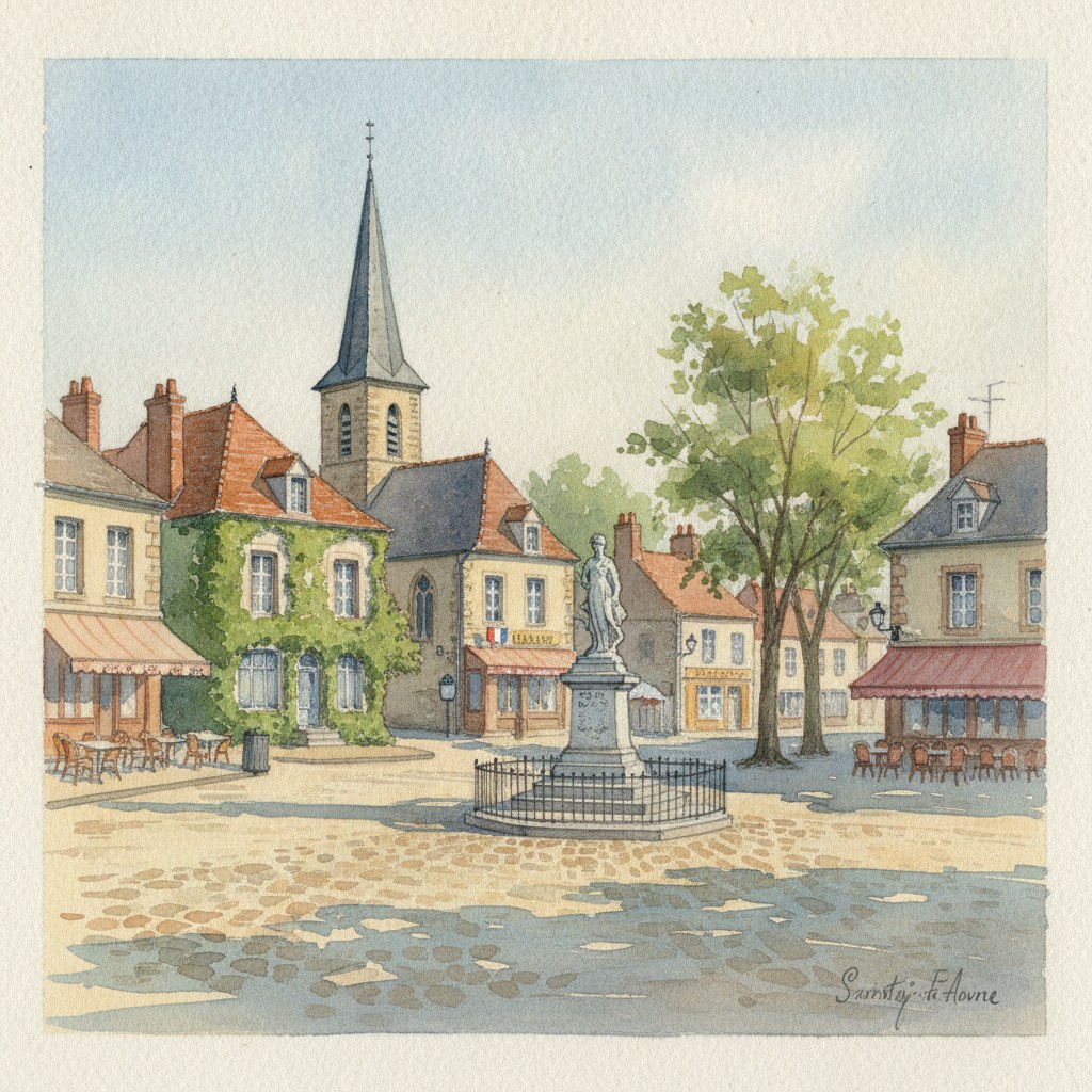 Saint-Rémy-sur-Avre — acuarela — Francia