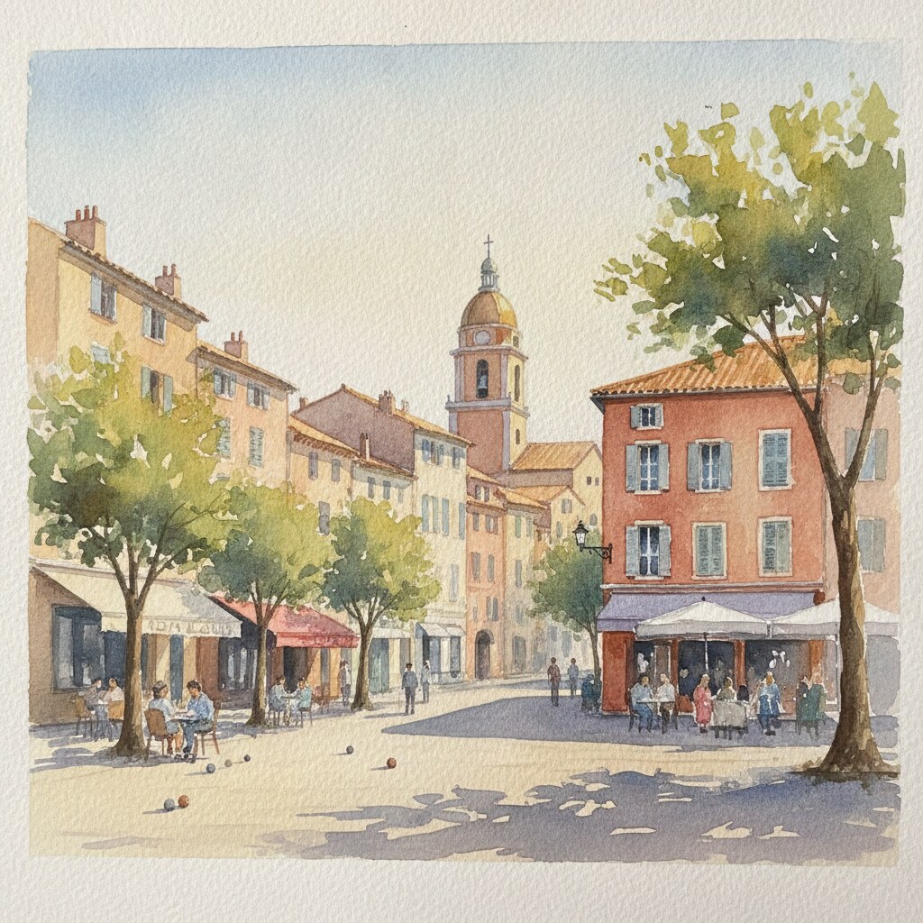 Saint-Tropez — acuarela — Francia