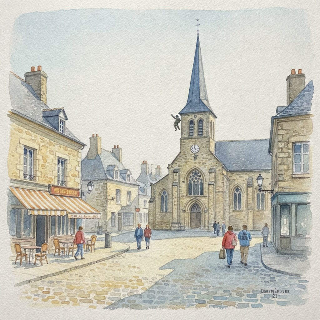 Sainte-Mère-Église — aquarelle — France