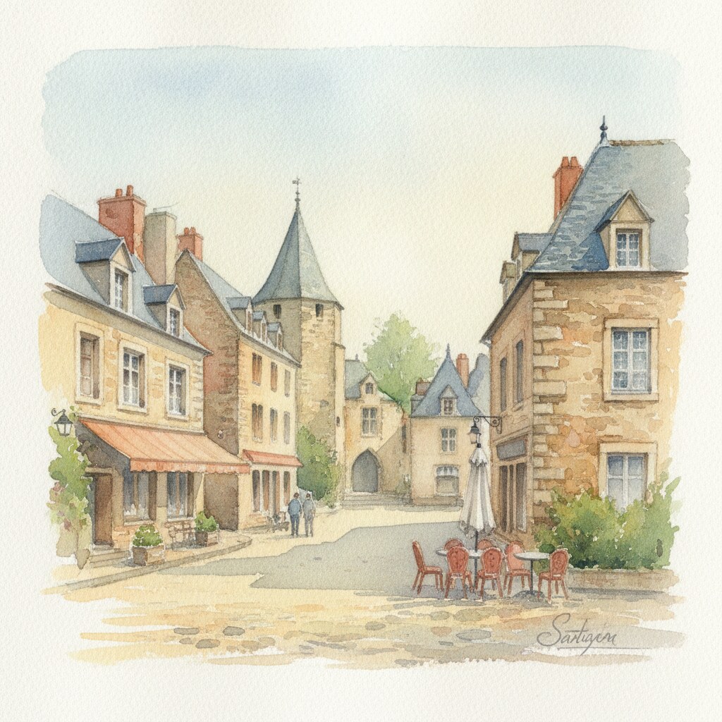 Sarlat-la-Canéda — acuarela — Francia