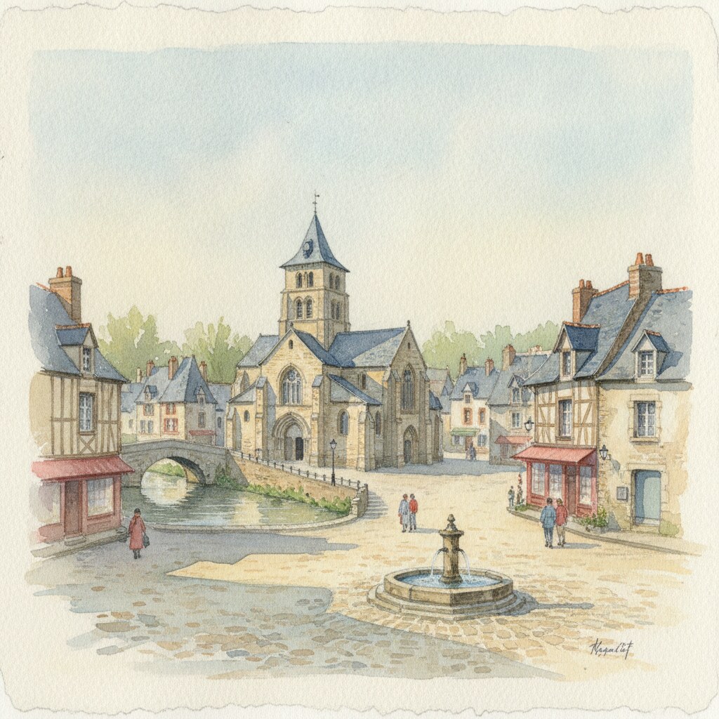 Thury-Harcourt-le-Hom — acuarela — Francia