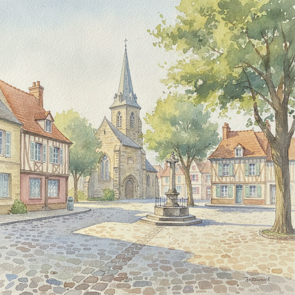 Troarn — acuarela — Francia
