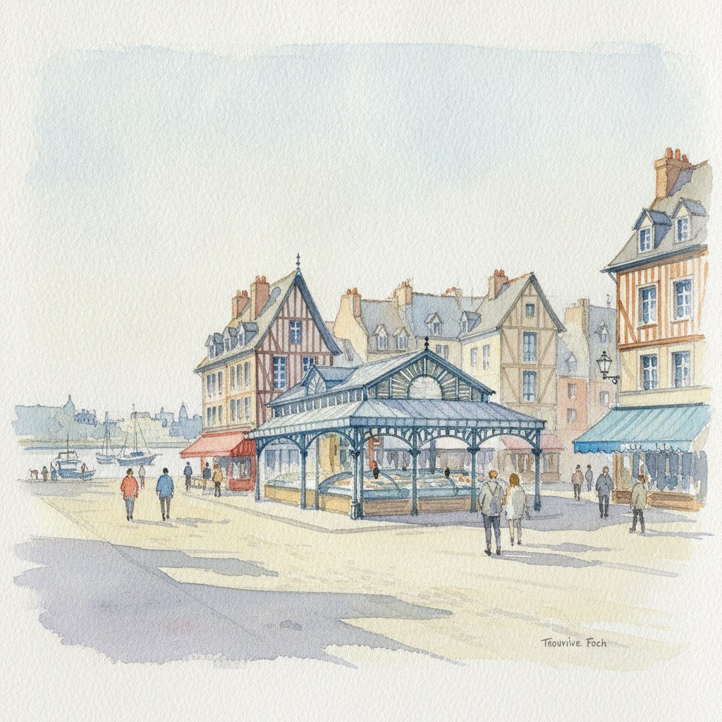 Trouville-sur-Mer — acuarela — Francia