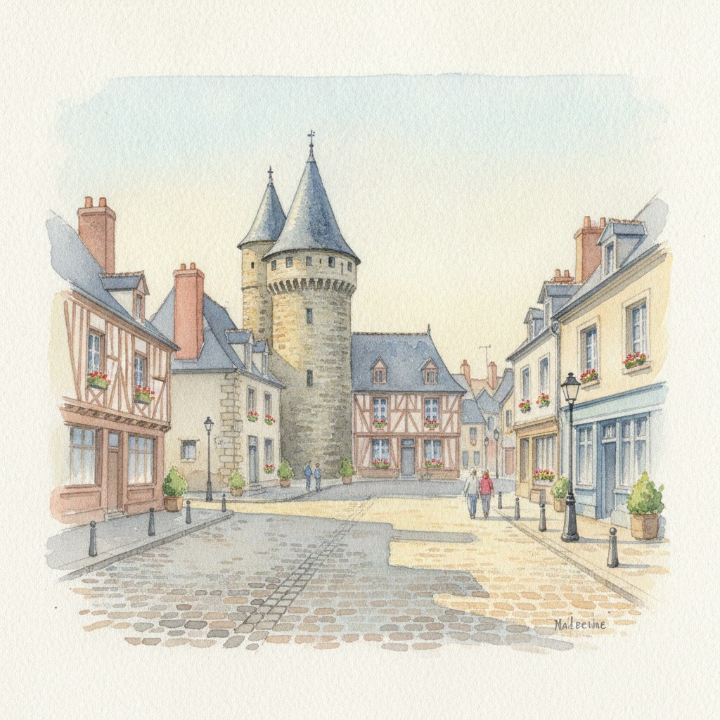 Verneuil d'Avre et d'Iton — acuarela — Francia