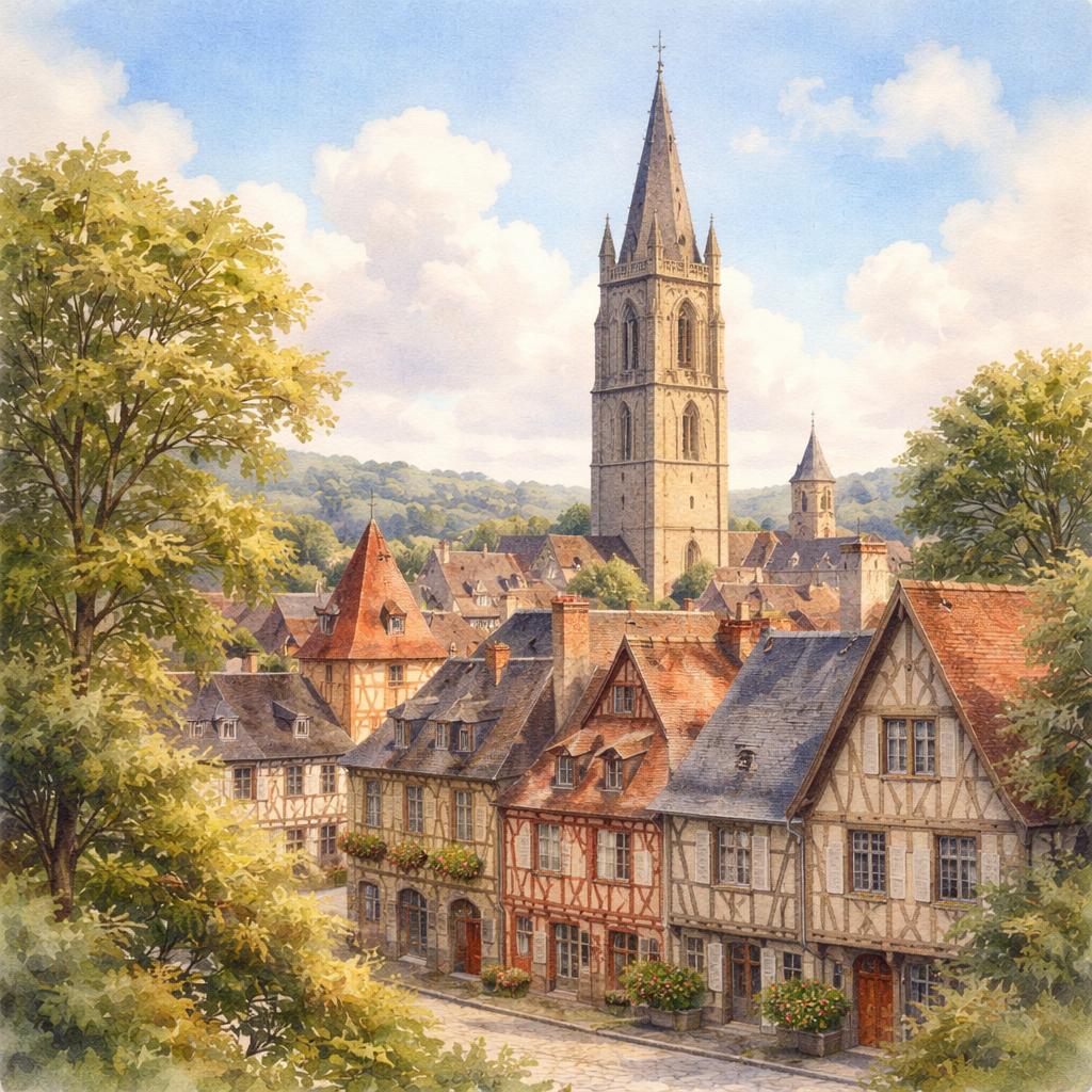 Verneuil-sur-Avre — acuarela — Francia