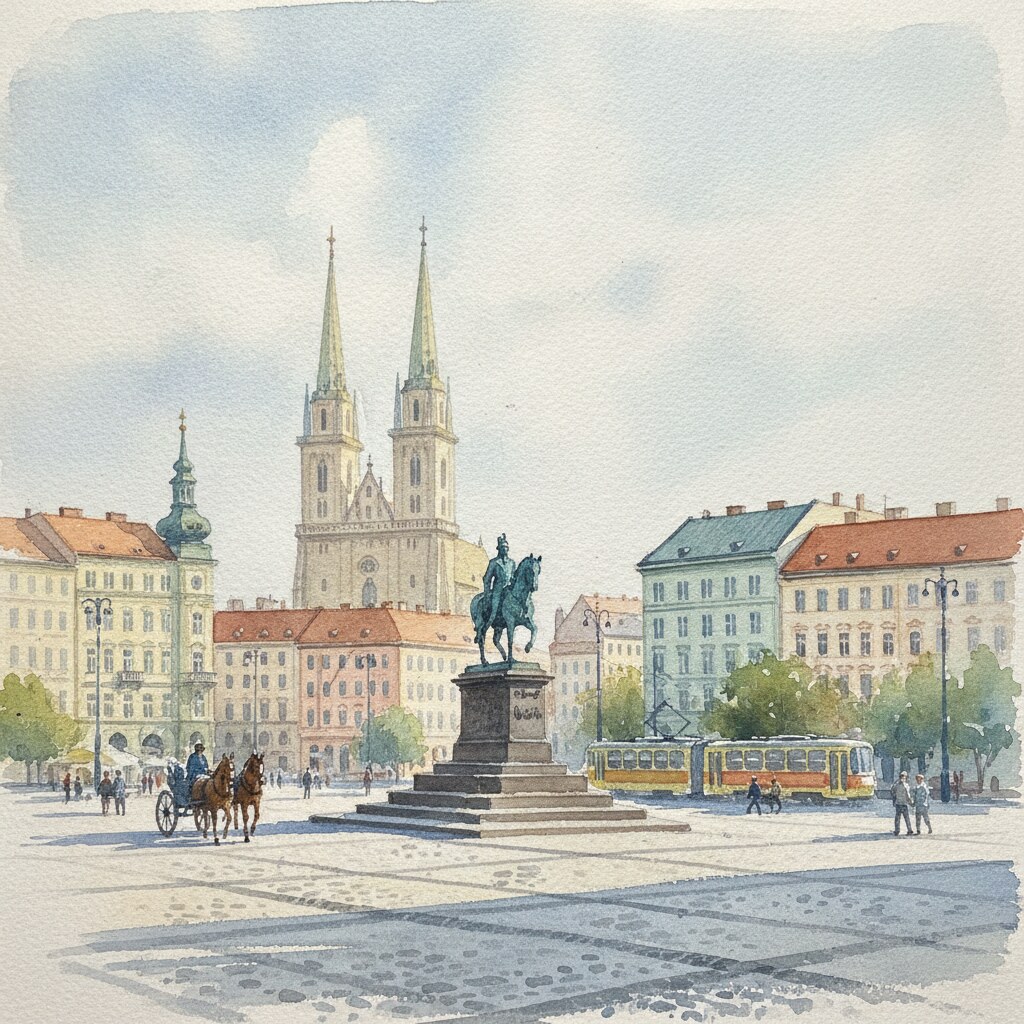 Zagreb — aquarelle — Croatie